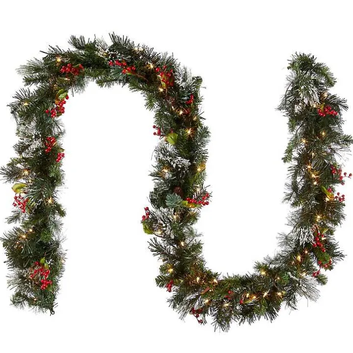 Pre-Lit Wintry Pine Christmas Garland, 9 ft.
