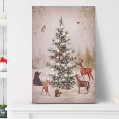 Pre-Lit Woodland Christmas Tree Canvas Art Print