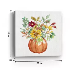 Pumpkin Fall Bouquet Canvas Art Print, 20x20