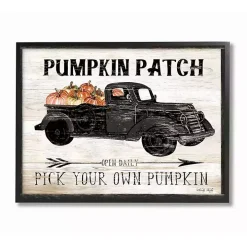 Pumpkin Patch Black Truck Framed Giclee Art Print