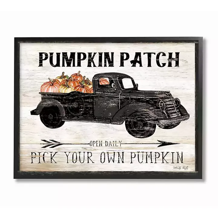 Pumpkin Patch Black Truck Framed Giclee Art Print