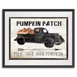 Pumpkin Patch Black Truck Giclee Canvas Art Print