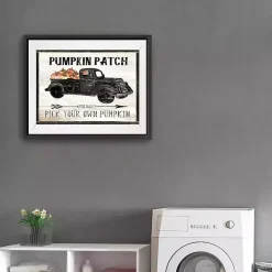 Pumpkin Patch Black Truck Giclee Canvas Art Print