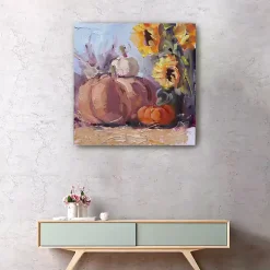 Pumpkin Patch Sunflowers Canvas Art Print