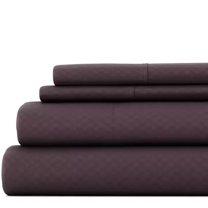 Purple Embossed Checkered 3-pc. Twin Sheet Set