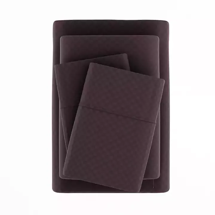 Purple Embossed Checkered 3-pc. Twin Sheet Set