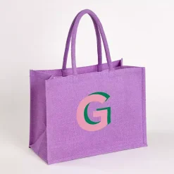Purple Monogram G Jute Tote Bag