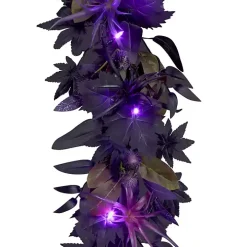 Purple Pre-Lit Black Leaves Garland