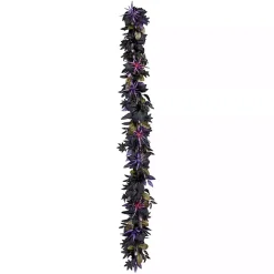 Purple Pre-Lit Black Leaves Garland