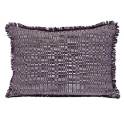 Purple Woven Stripes Fringe Lumbar Pillow