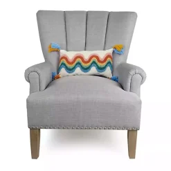 Rainbow Wave Hooked Wool Lumbar Pillow