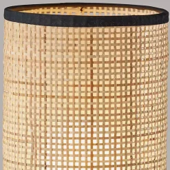 Rattan Cylinder Shade Black Base Table Lamp