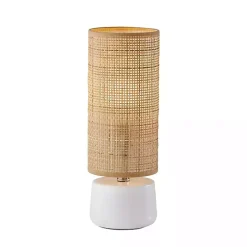 Rattan Cylinder Shade White Base Table Lamp