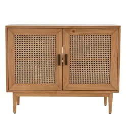 Reclaimed Pine and Woven Cane Cabinet