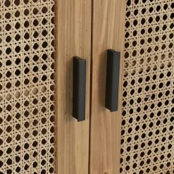 Reclaimed Pine and Woven Cane Cabinet