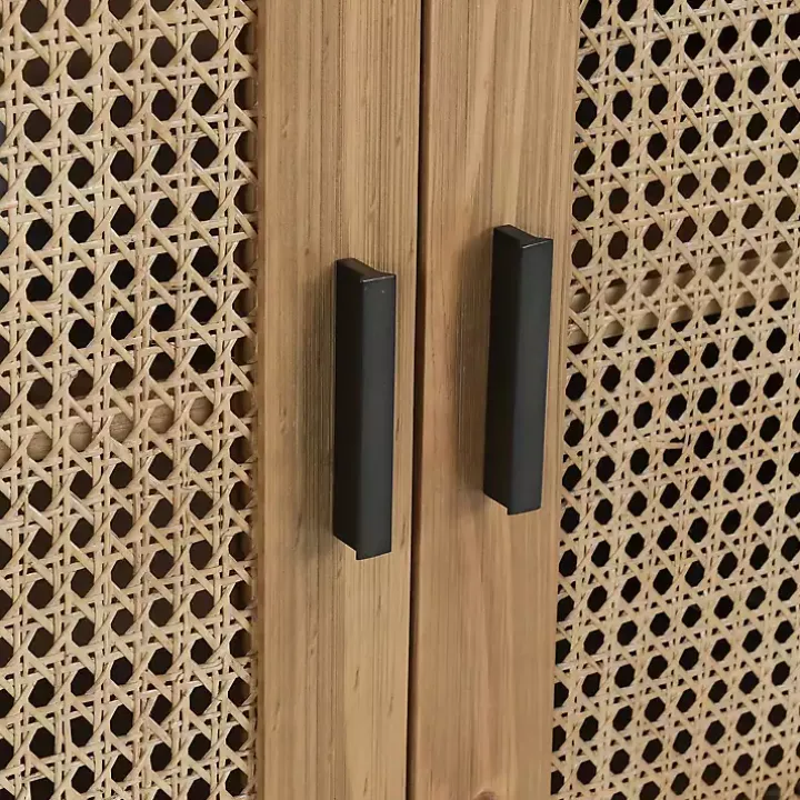 Reclaimed Pine and Woven Cane Cabinet