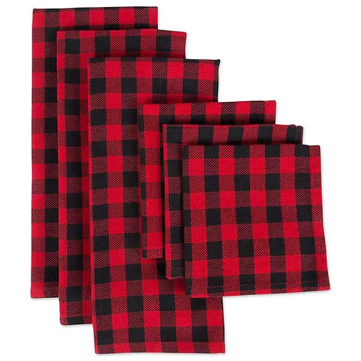 Red & Black Buffalo Check Kitchen Towels, Set of 6