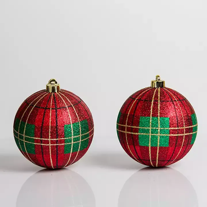 Red & Green Tartan Plaid 2-pc. Ornament Set, 5 in.