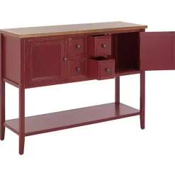 Red & Oak 4-Drawer Charlotte Sideboard