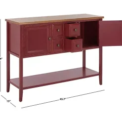 Red & Oak 4-Drawer Charlotte Sideboard