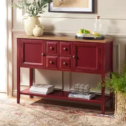 Red & Oak 4-Drawer Charlotte Sideboard