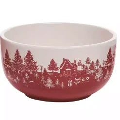 Red & White Toile Christmas Bowls, Set of 3