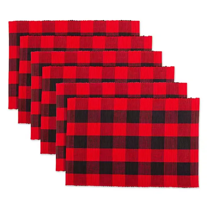 Red and Black Buffalo Check Placemats, Set of 6