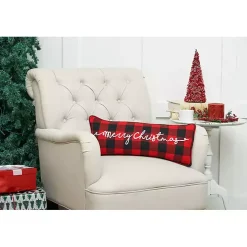 Red and Black Plaid Merry Christmas Pillow
