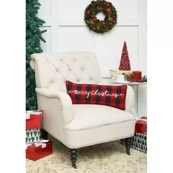 Red and Black Plaid Merry Christmas Pillow