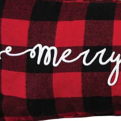 Red and Black Plaid Merry Christmas Pillow