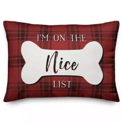 Red and Black Plaid Naughty and Nice Bone Pillow