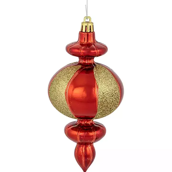 Red and Gold Finial Ornaments, Set of 8