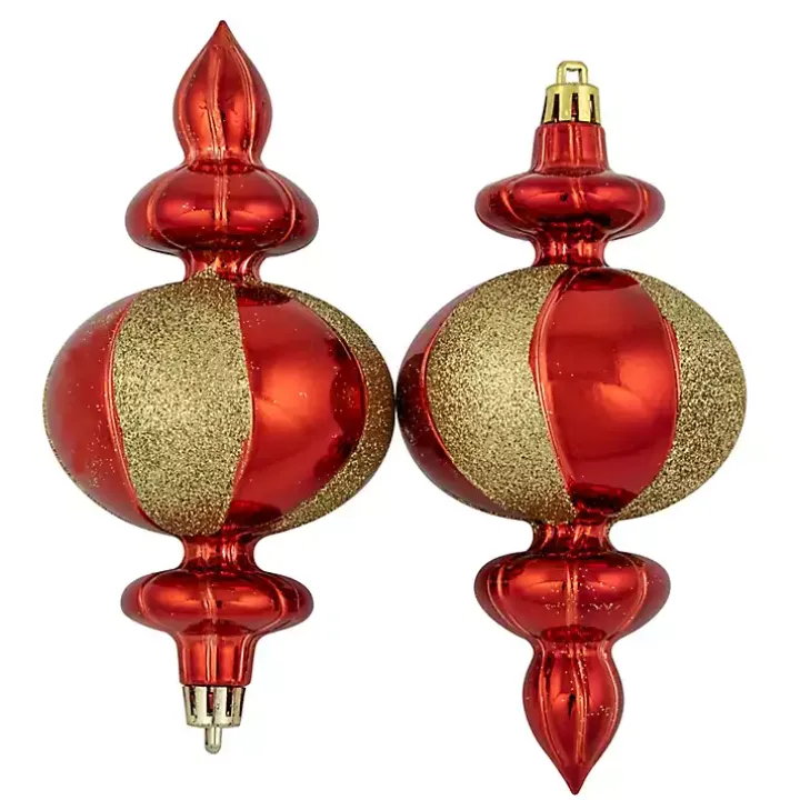 Red and Gold Finial Ornaments, Set of 8