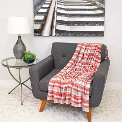 Red and Gray Plaid Cotton Throw