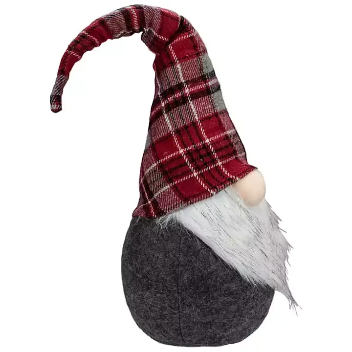 Red and Gray Plaid Hat Sitting Christmas Gnome