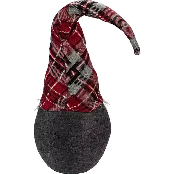 Red and Gray Plaid Hat Sitting Christmas Gnome