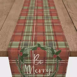 Red and Green Plaid Be Merry Table Runner