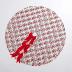 Red and Green Plaid Tree Skirt with Bows