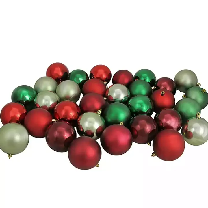 Red and Green Shatterproof Ornaments, Set of 32