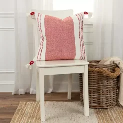 Red and Ivory Color Block Pillow