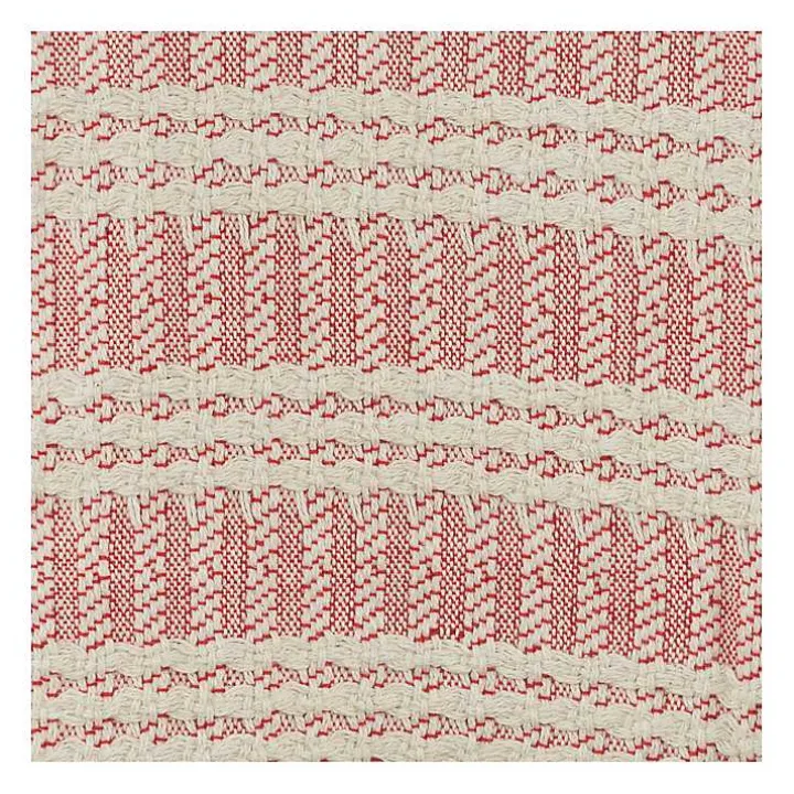 Red and Ivory Striped Cotton Throw