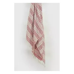 Red and Ivory Striped Cotton Throw