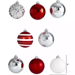 Red and Silver Shatterproof Ornaments, Set of 64