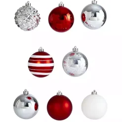 Red and Silver Shatterproof Ornaments, Set of 64
