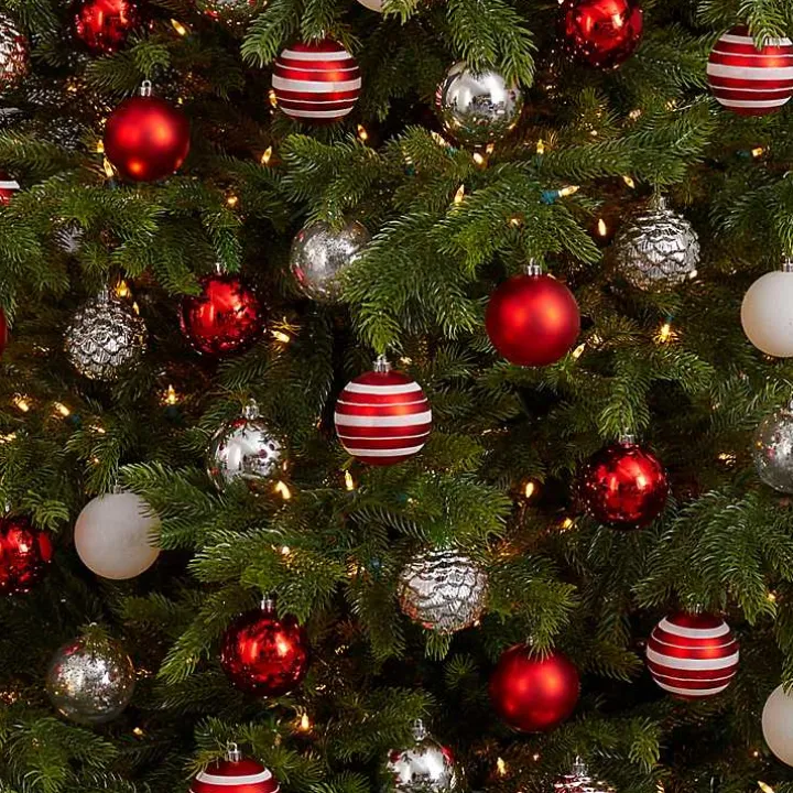 Red and Silver Shatterproof Ornaments, Set of 64