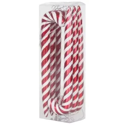 Red and White Candy Cane Ornaments, Set of 6