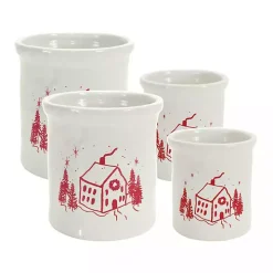Red and White Holiday Home Crock