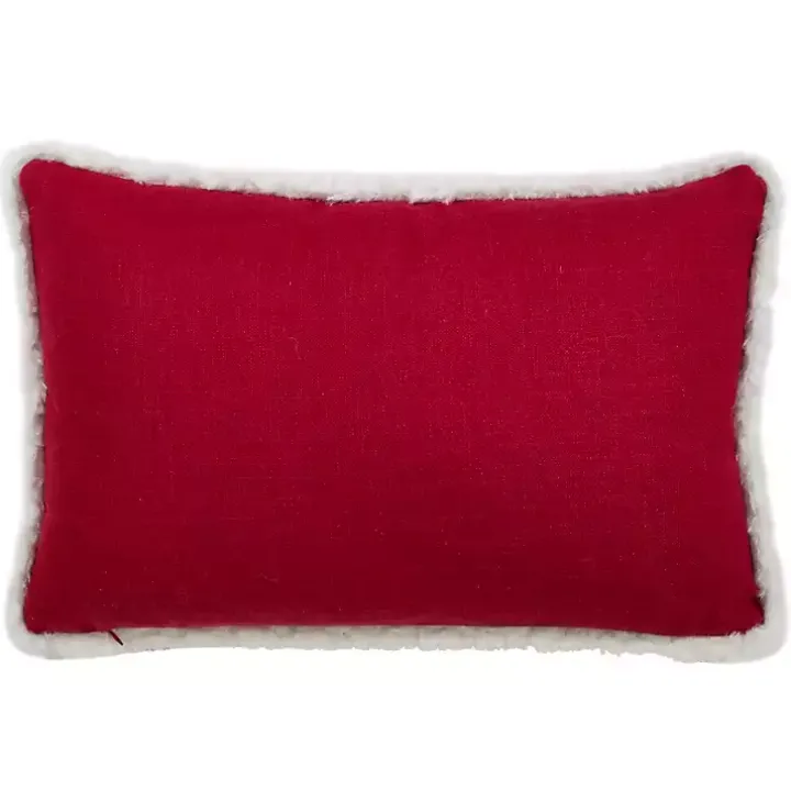 Red and White Merry Happy Christmas Lumbar Pillow