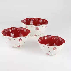 Red and White Nesting Christmas Bowls, Set of 3