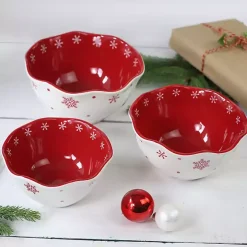 Red and White Nesting Christmas Bowls, Set of 3